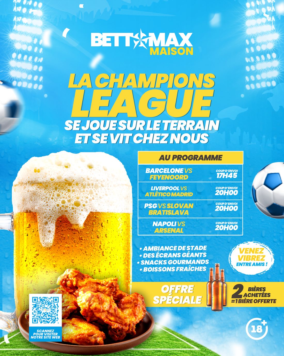 La Champions League au BETTOMAX Maison — 4 matchs en direct le 9 septembre 2026